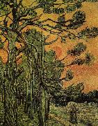 Palm Trees against a Red Sky with Setting Sun Vincent Van Gogh